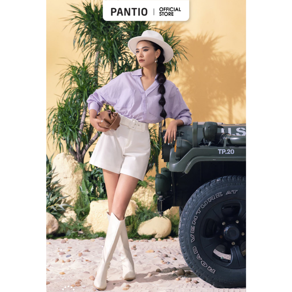 FAK71248 - Áo kiểu công sở vải thô dáng suông cổ đức kiểu tay cánh rơi - PANTIO