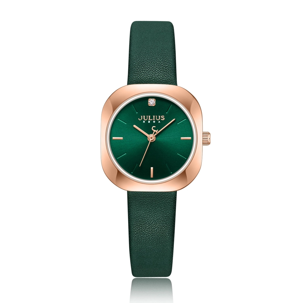 Đồng Hồ Nữ JA-1422B Julius Hàn Quốc Dây Da (Xanh)