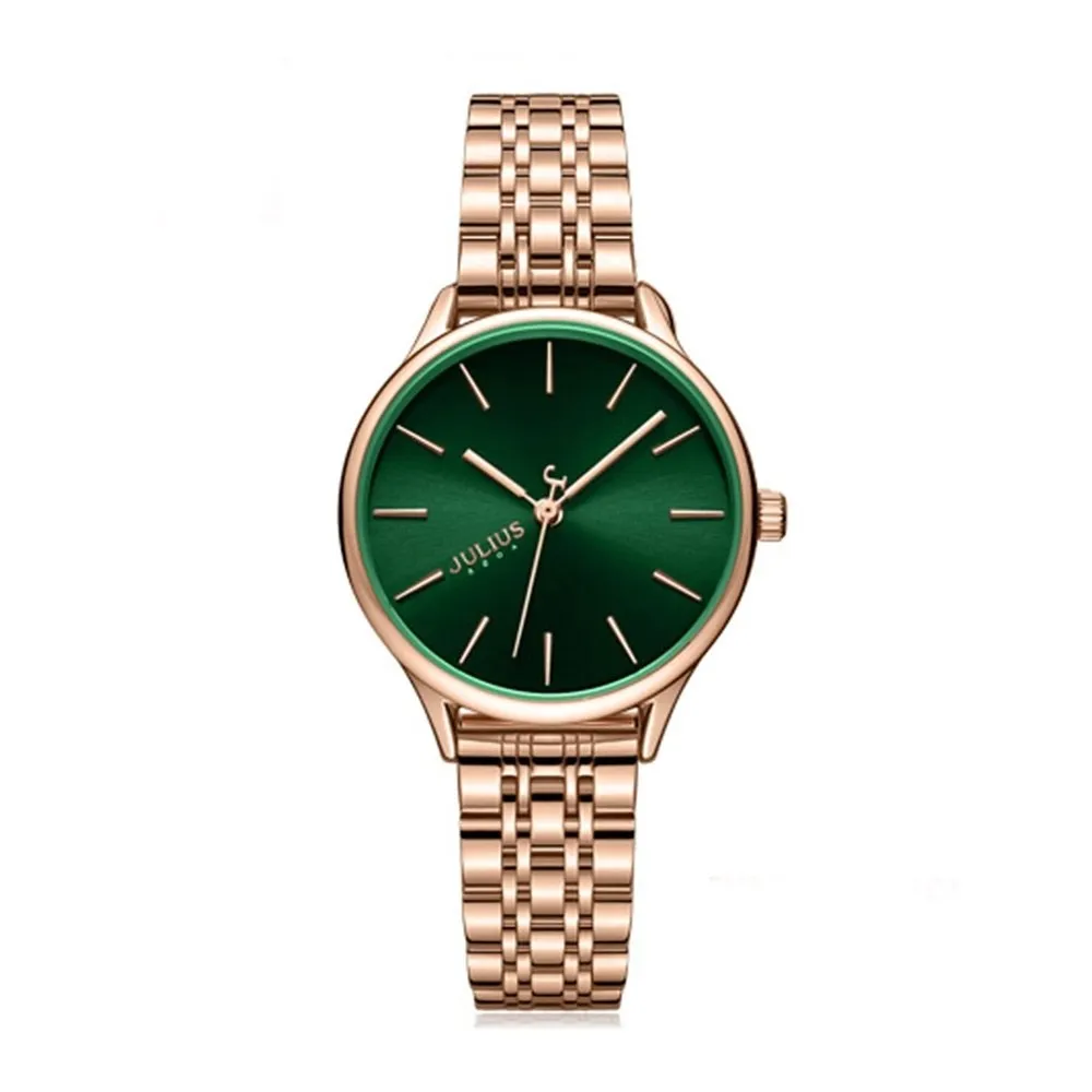 Đồng Hồ Nữ JA-1298B Julius Hàn Quốc Dây Thép (Xanh)