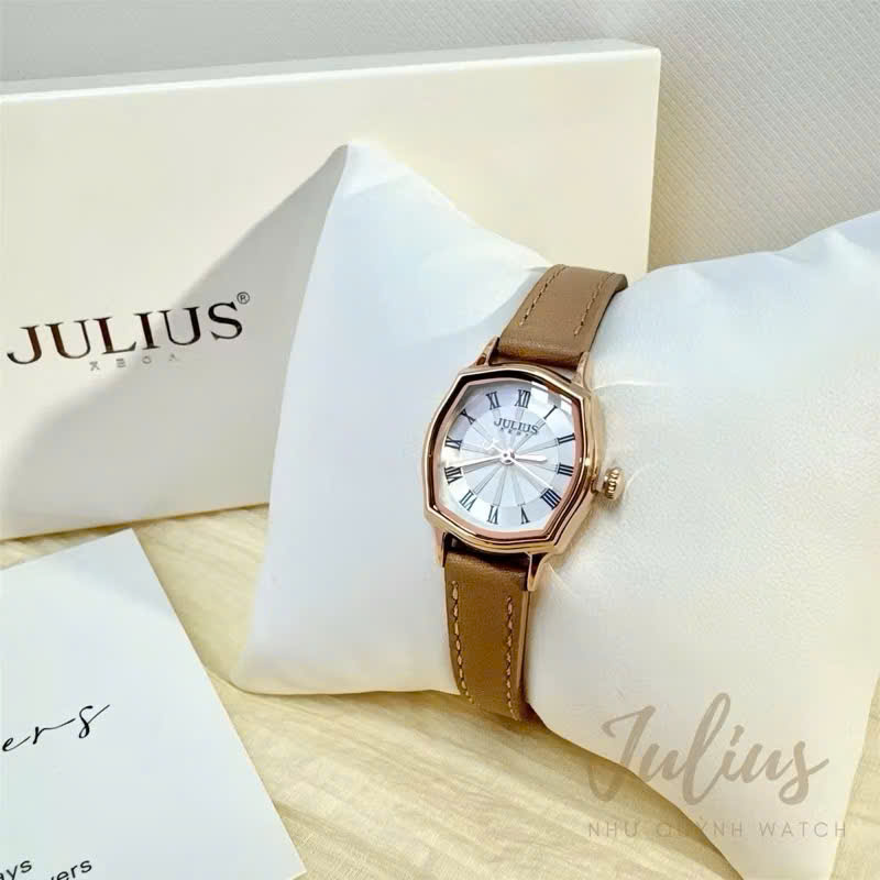 Đồng hồ nữ Julius Hàn Quốc JA-1446C dây da (Nâu)