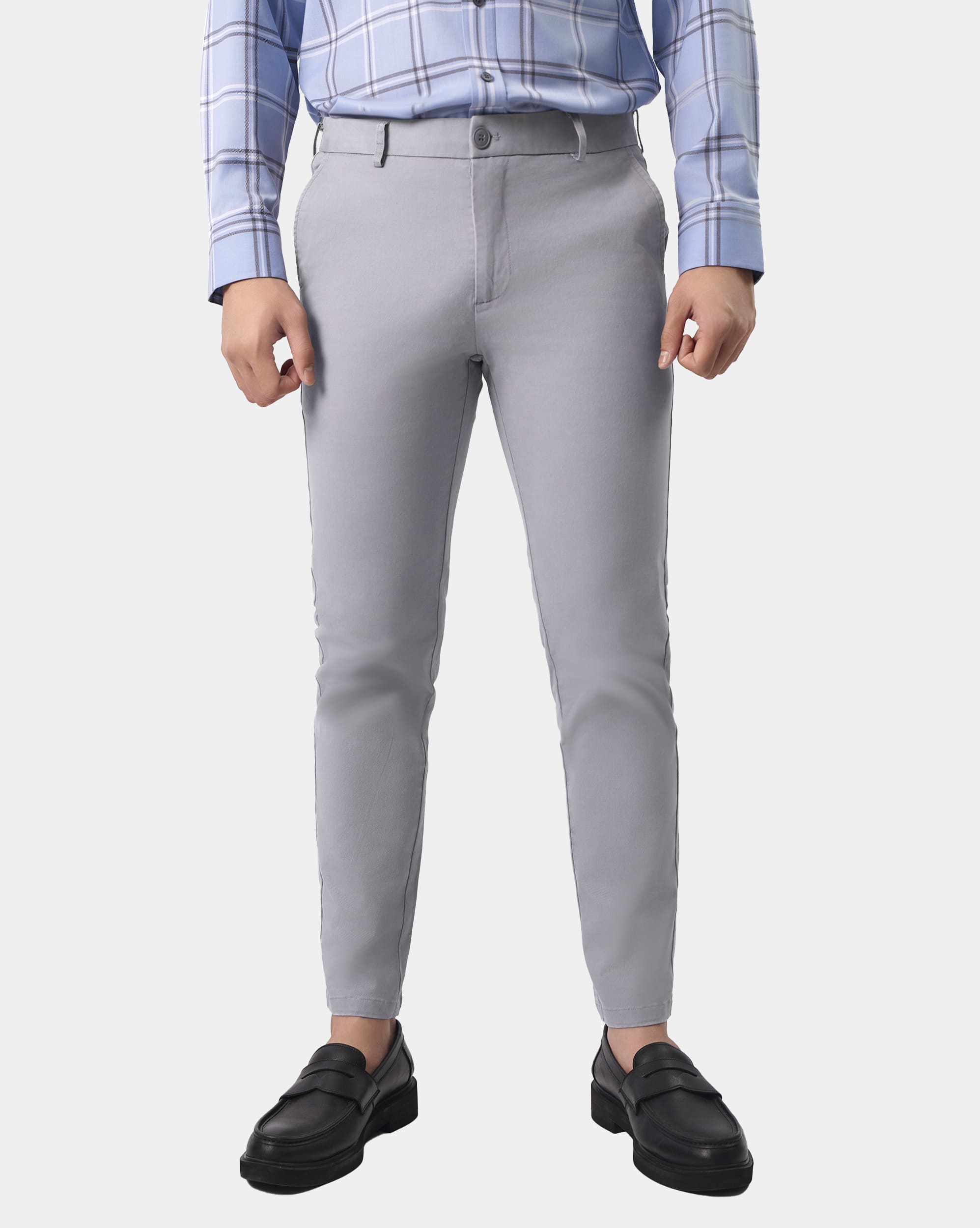 Quần kaki nam dáng carrot fit trơn màu ghi đá 4002C