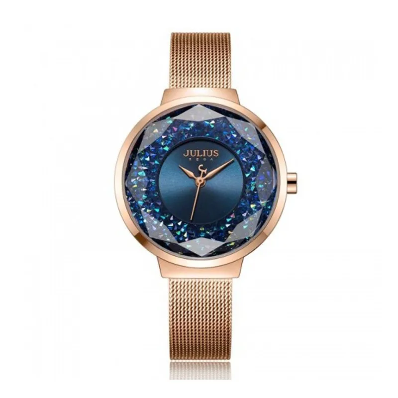 Đồng Hồ Nữ JA-1111C Julius Hàn Quốc dây thép (Đồng Xanh)