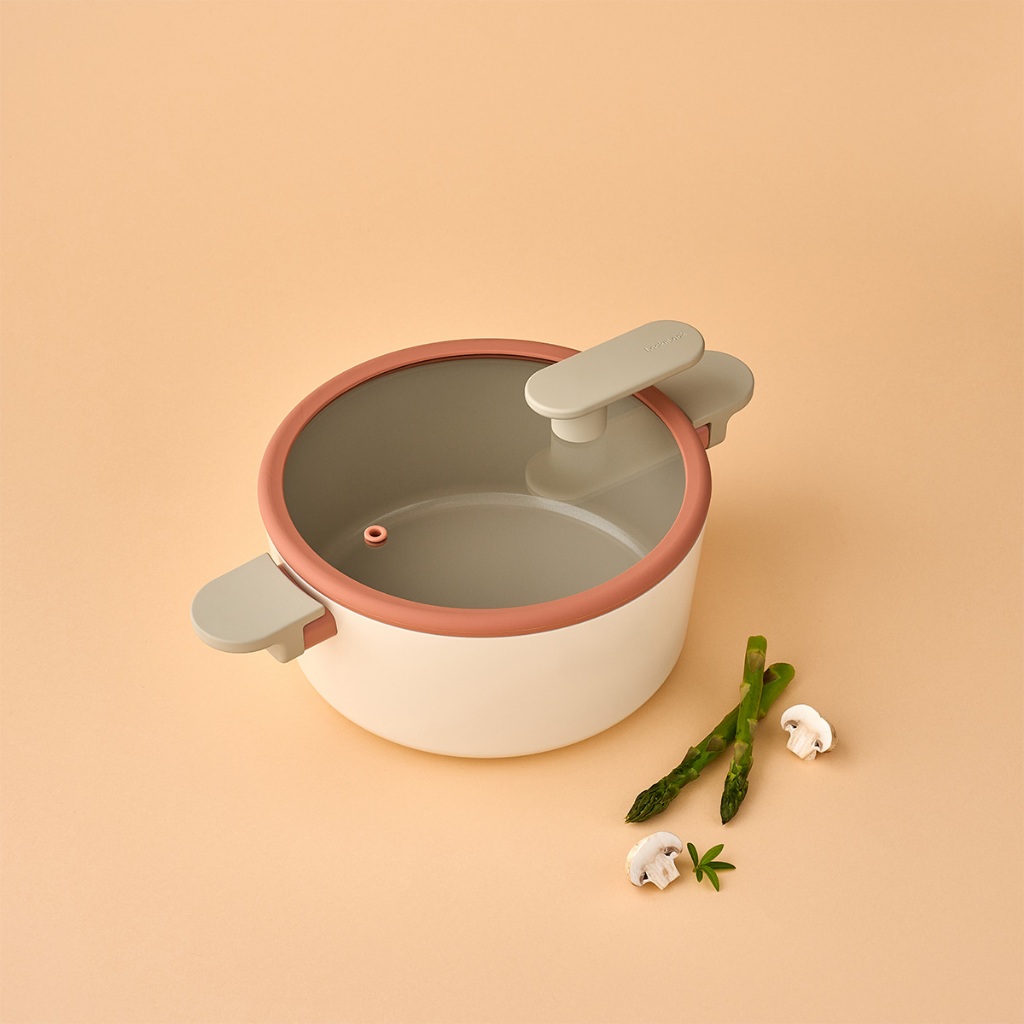 LOCKNLOCK-CAC2055IH-Nồi 2 tay cầm Suit Bric LocknLock 20CM-Màu Ivory