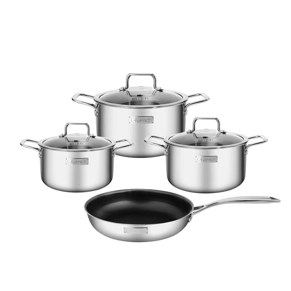 Bộ nồi Inox liền khối Elmich Trimax Classic EL2110OL size 18,20,24, chảo 26cm