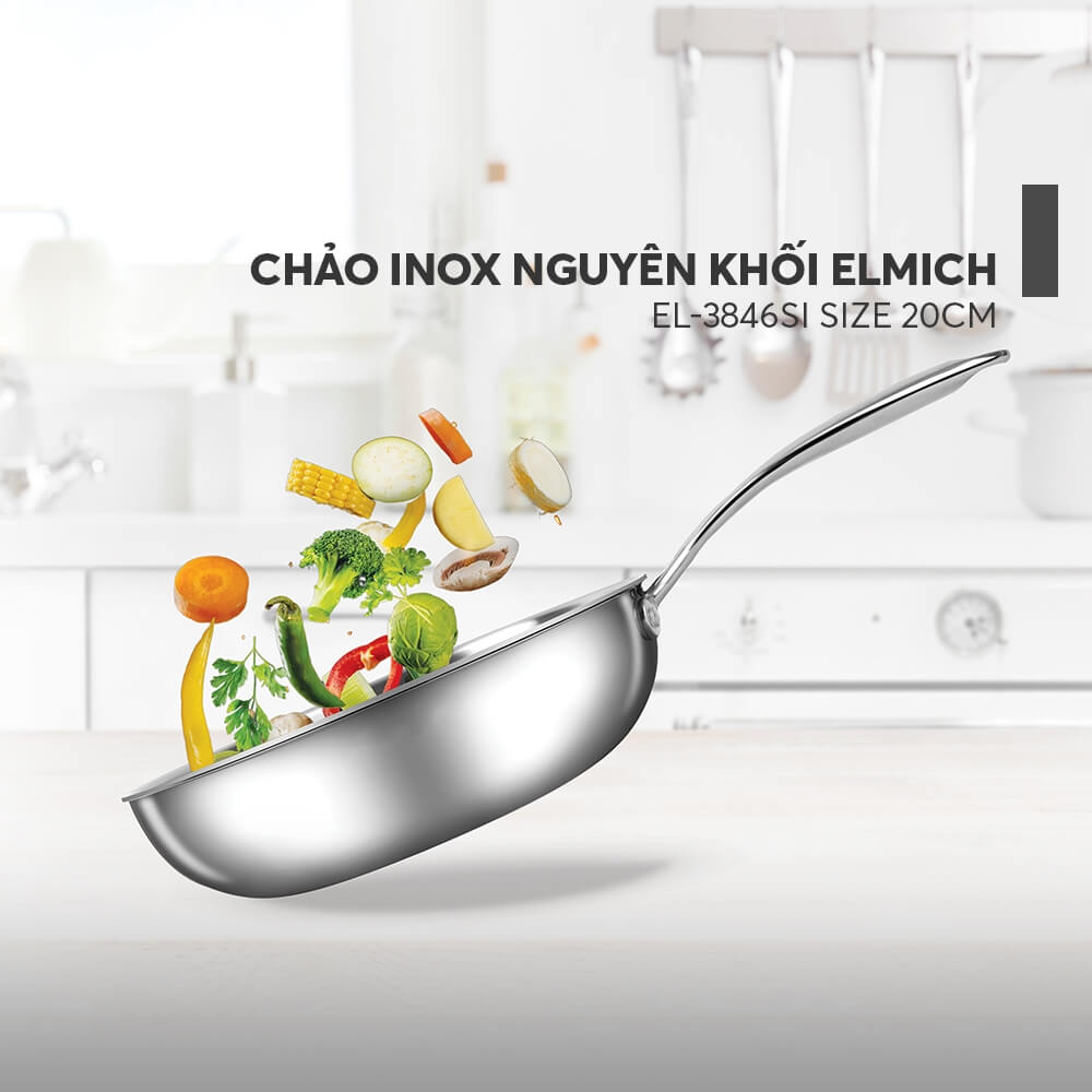 Chảo inox nguyên khối Elmich Trimax EL 3846SI size 20 cm