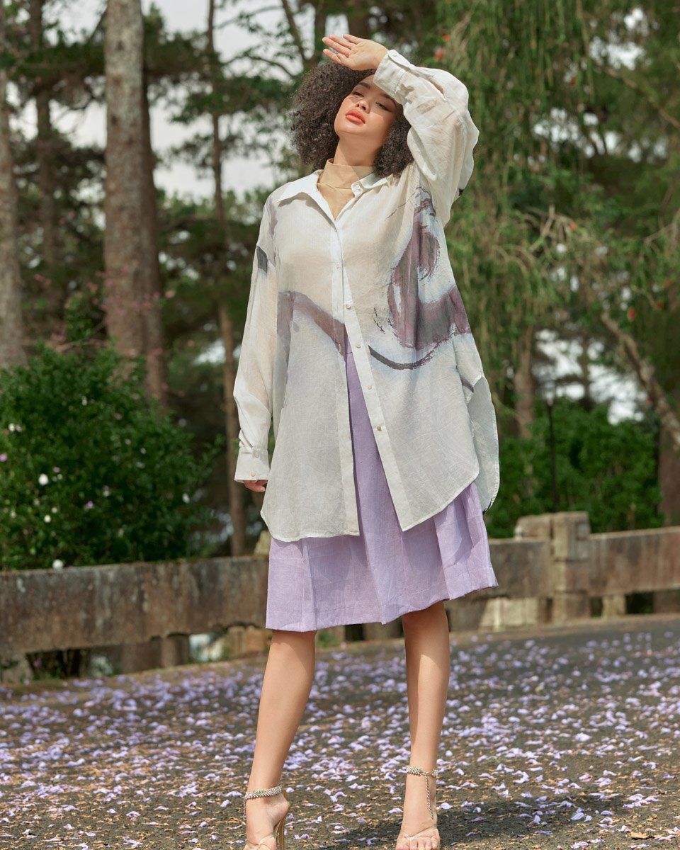 F2 FASHION & FREEDOM - Áo Sơ Mi Linen Trắng Họa Tiết Into The Wood