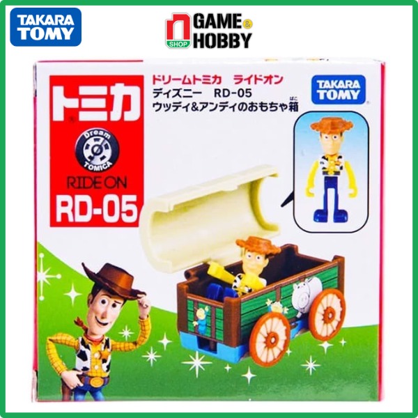 nShop - Mô Hình Xe Tomica DT Ride On Disney RD-05 Woody & Andy's Toy Box - Đồ Chơi Mô Hình Chính Hãng Takara Tomy Kích Thước 7cm
