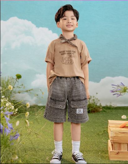 Áo thun ngắn tay Vintage bé trai Rabity
