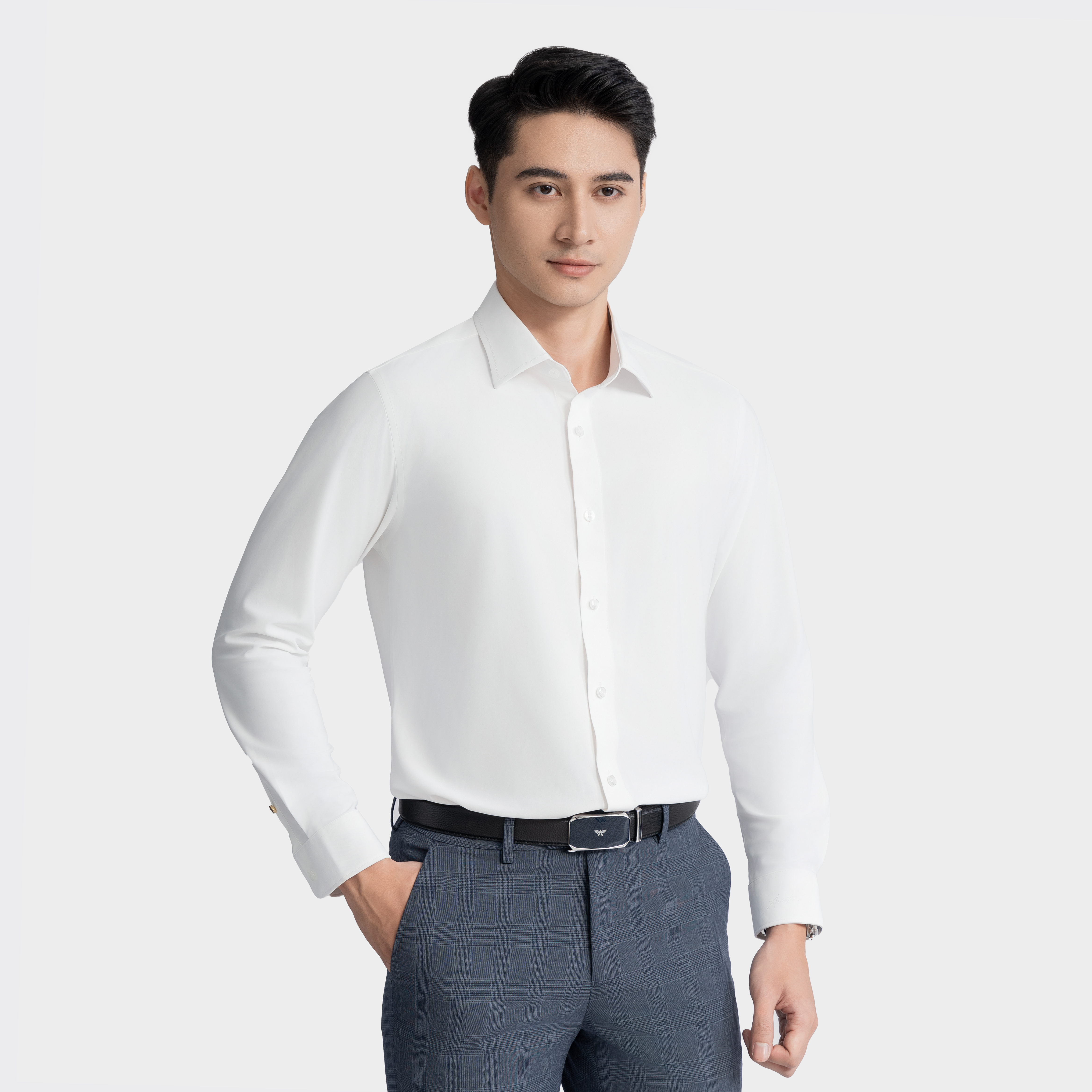 Aristino - Áo sơ mi trắng Knit Nhật Business 1LS0840Z