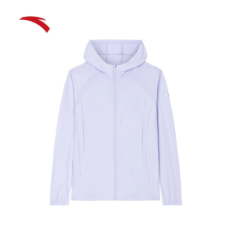 ANTA Women A-UV PROTECT Knit Track Top 1624E7705 White/Grey/Purple (Jaket UV Perempuan)