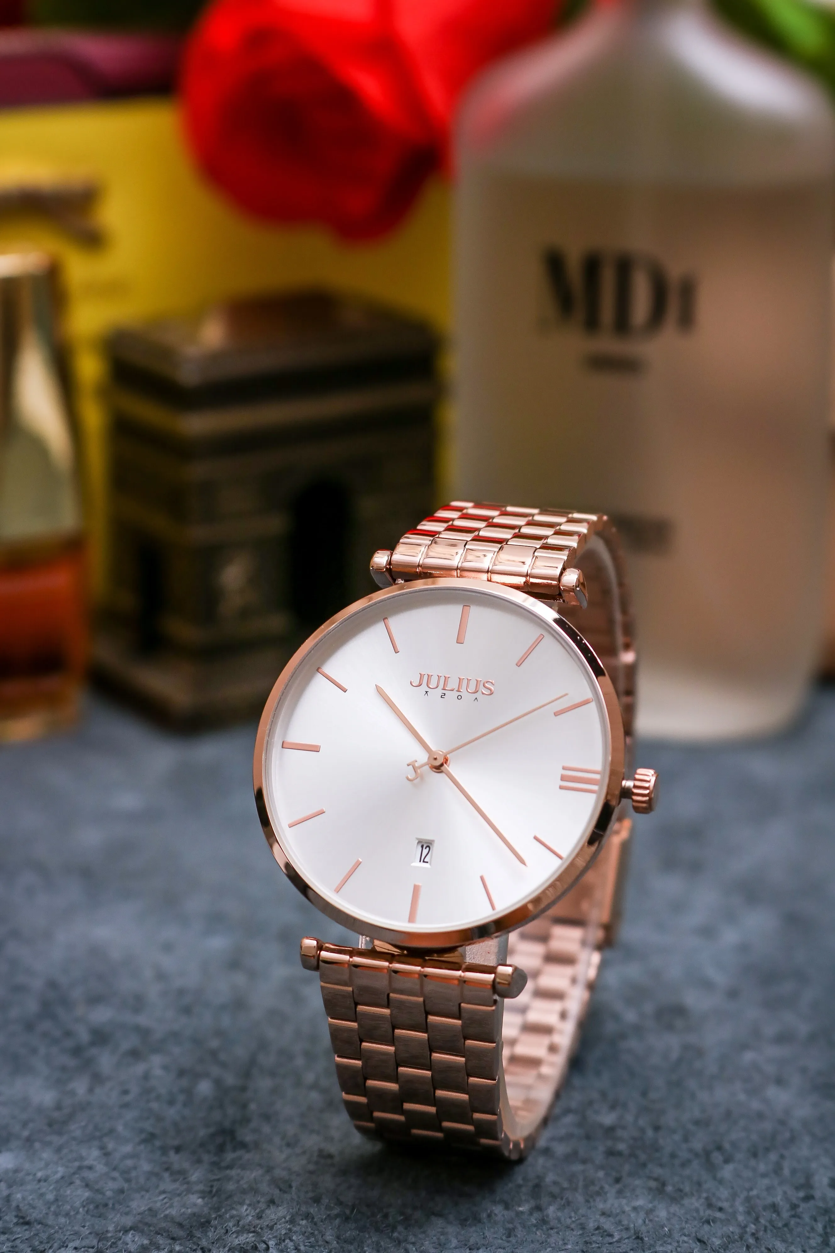 Đồng Hồ Nam Julius Hàn Quốc Dây Thép JA-1260MB (Hồng Mặt Trắng)