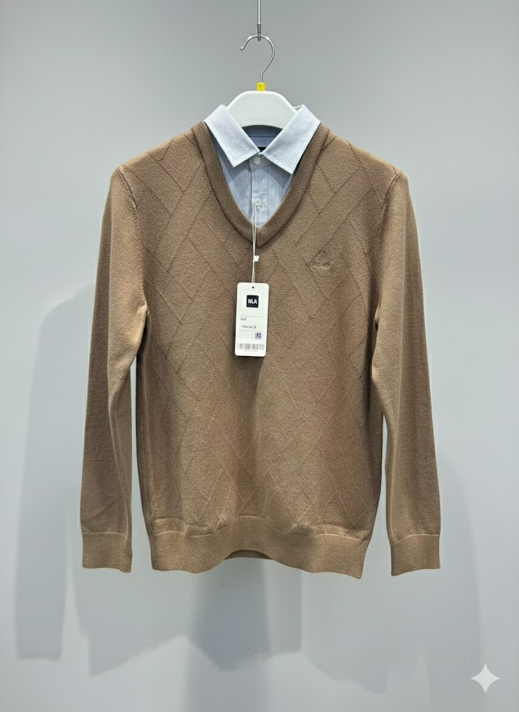 áo len phối cổ sơ mi