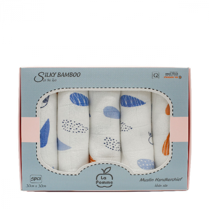 K001 Set 5 Khăn sữa sợi tre lụa La Pomme - 30x30cm Rainy