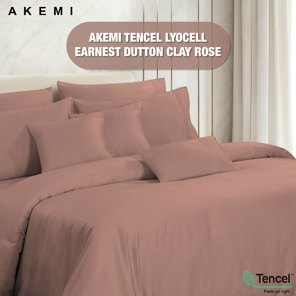 AKEMI - Bộ Chăn Drap Tencel Lyocell Earnest Clay Rose - Set 6 món