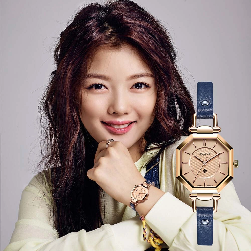 Đồng Hồ Nữ JA-750E Julius Hàn Quốc Dây Da (Xanh)