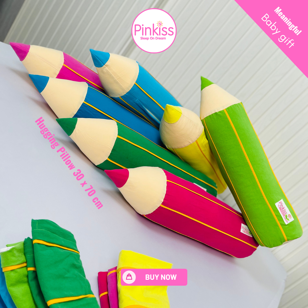 PINKISS-Gối ôm PINKIS Viết Chì Màu 30x70