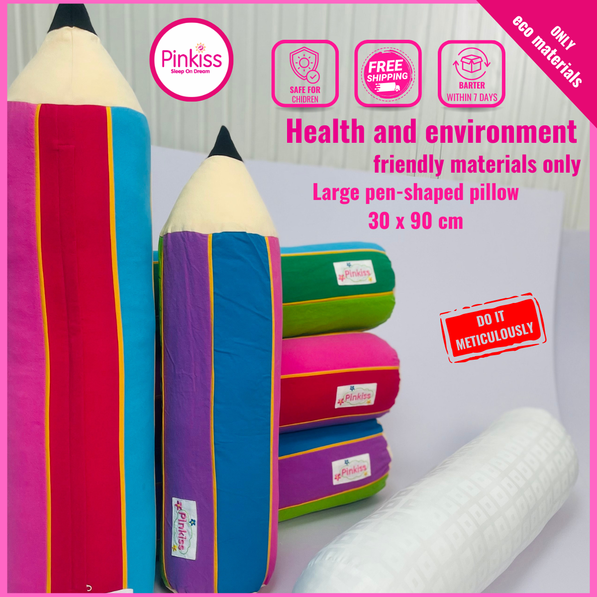 PINKISS-Gối ôm PINKIS Viết Chì Lớn 30x90