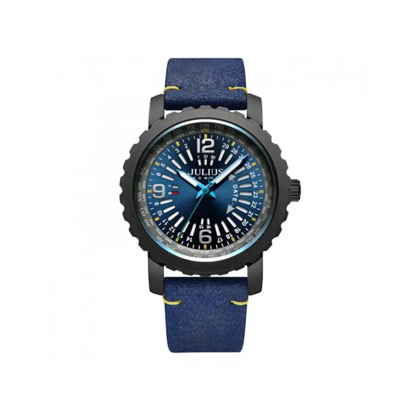 Đồng Hồ Nam JAH-111B Julius Homme Dây Da (Xanh)