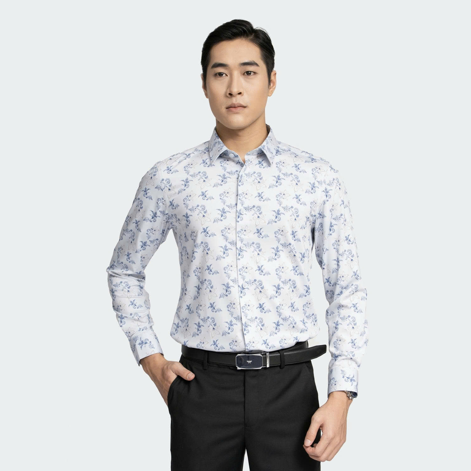 ARISTINO - Áo sơ mi dài tay Aristino dáng Slim Fit ALS1610Z màu Xanh biển in họa tiết