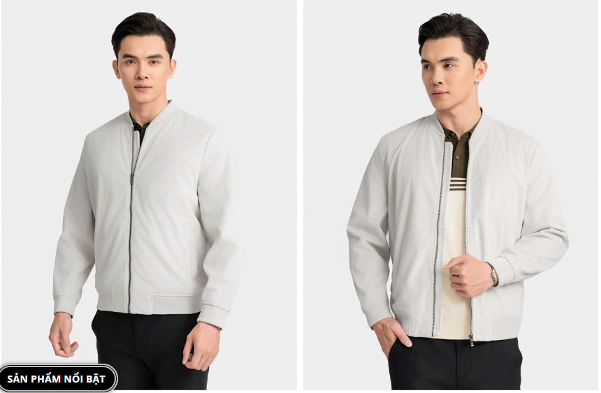 ARISTINO-Áo khoác 2 lớp cổ áo bomber Aristino mặt vải dệt jacquard họa tiết AJK025BZ