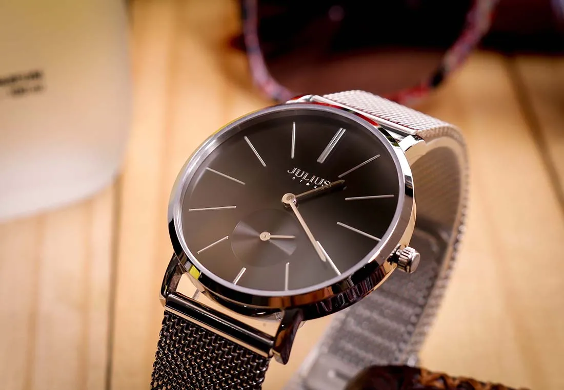 Đồng Hồ Nữ JS-022A Kính Sapphire Julius Star Hàn Quốc dây thép (Bạc)