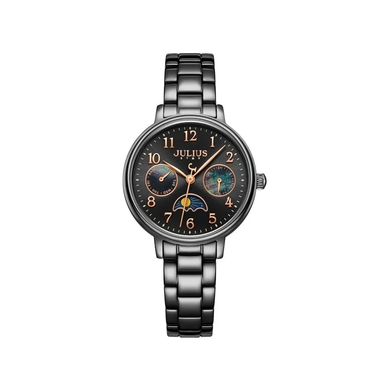 Đồng Hồ Nữ JS-047C Julius Star Kính saphire Hàn Quốc (Đen)