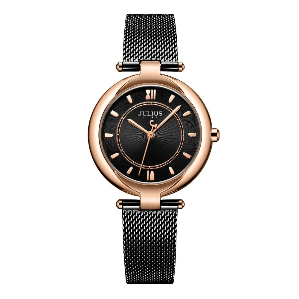 Đồng Hồ Nữ JS-028D Kính Sapphire Julius Star Hàn Quốc (Đen)