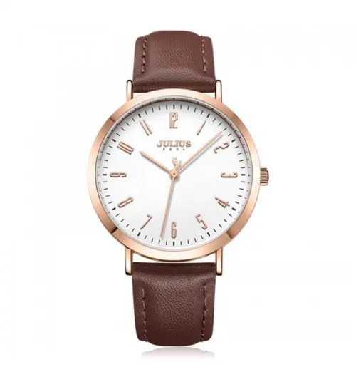 Đồng Hồ Nữ JA-1017C Julius Hàn Quốc dây da (Nâu)