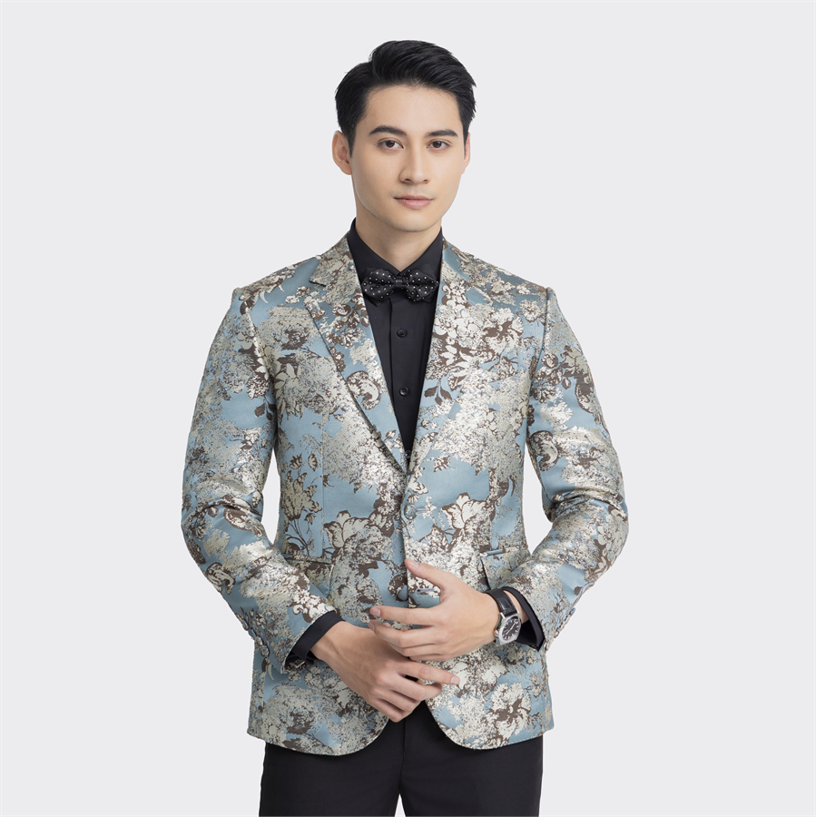 Áo vest, blazer Aristino ABZM050Z-BST Hoa Bảo Tiên màu Xanh cổ vịt 34 jacquard
