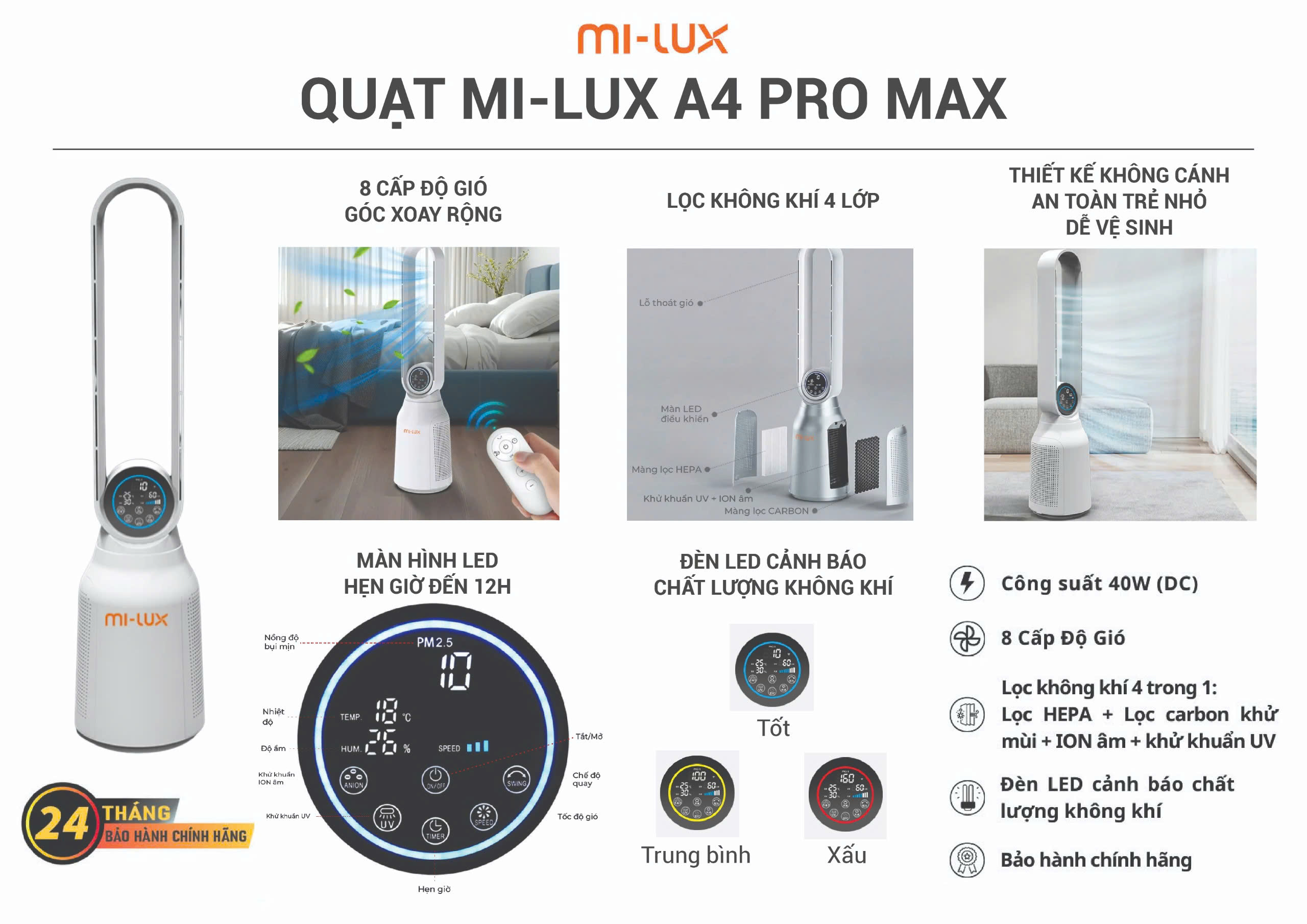 KOHNAN - 074474 Quạt Tháp Lọc KKA4 PRO MAX
