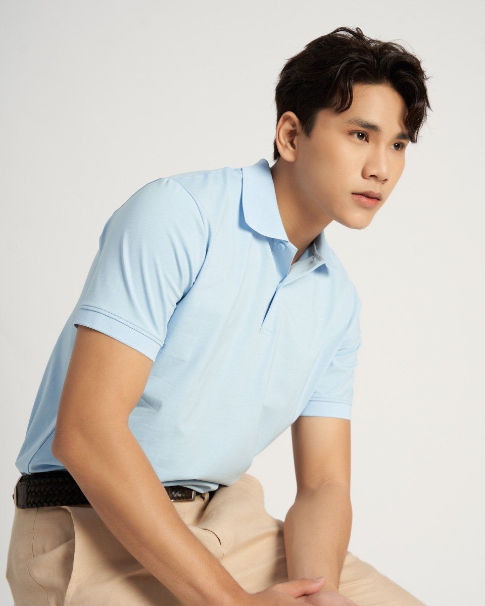 F2 FASHION & FREEDOM- Áo Polo Cotton Xanh Nhạt New Ways