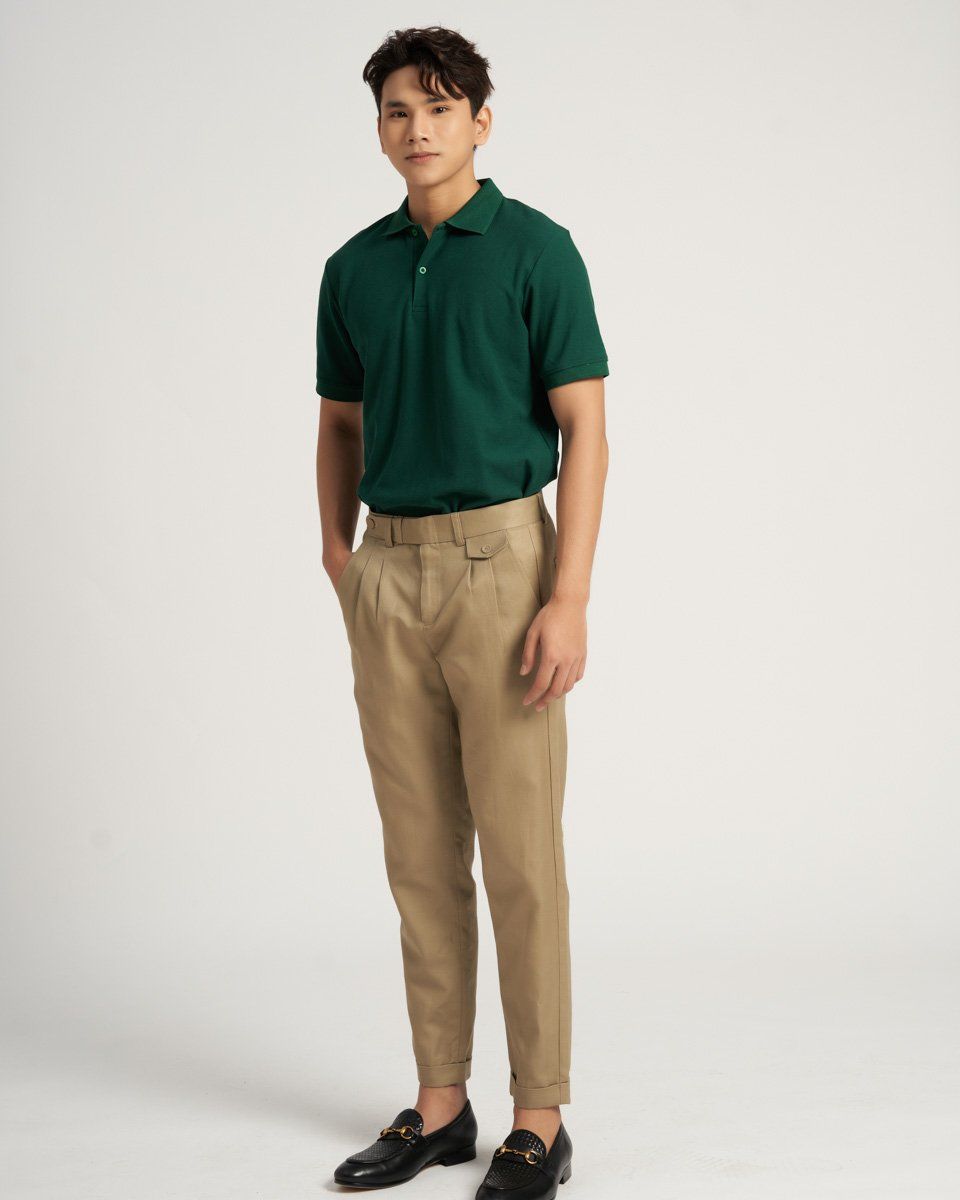 F2 FASHION & FREEDOM- Áo Thun Nam Cotton Xanh Lá Đậm