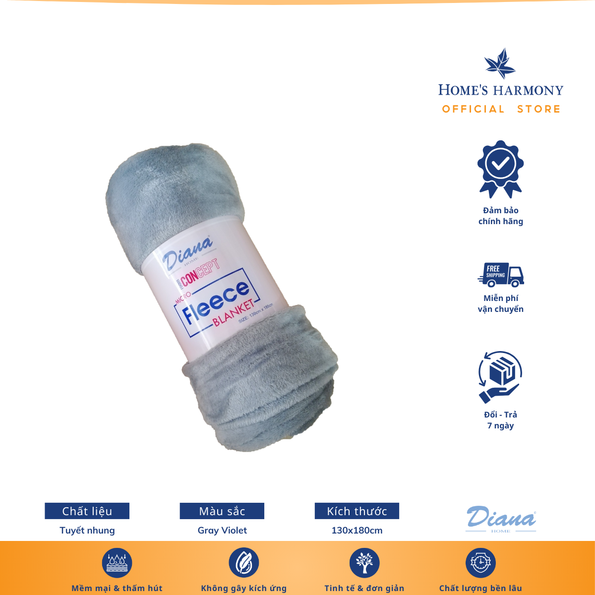 Chăn mền tuyết nhung Plain Dyed 130x180cm