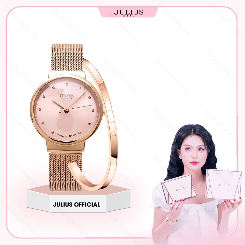 Đồng hồ nữ JULIUS JA-426MF dây thép hồng | Julius Official