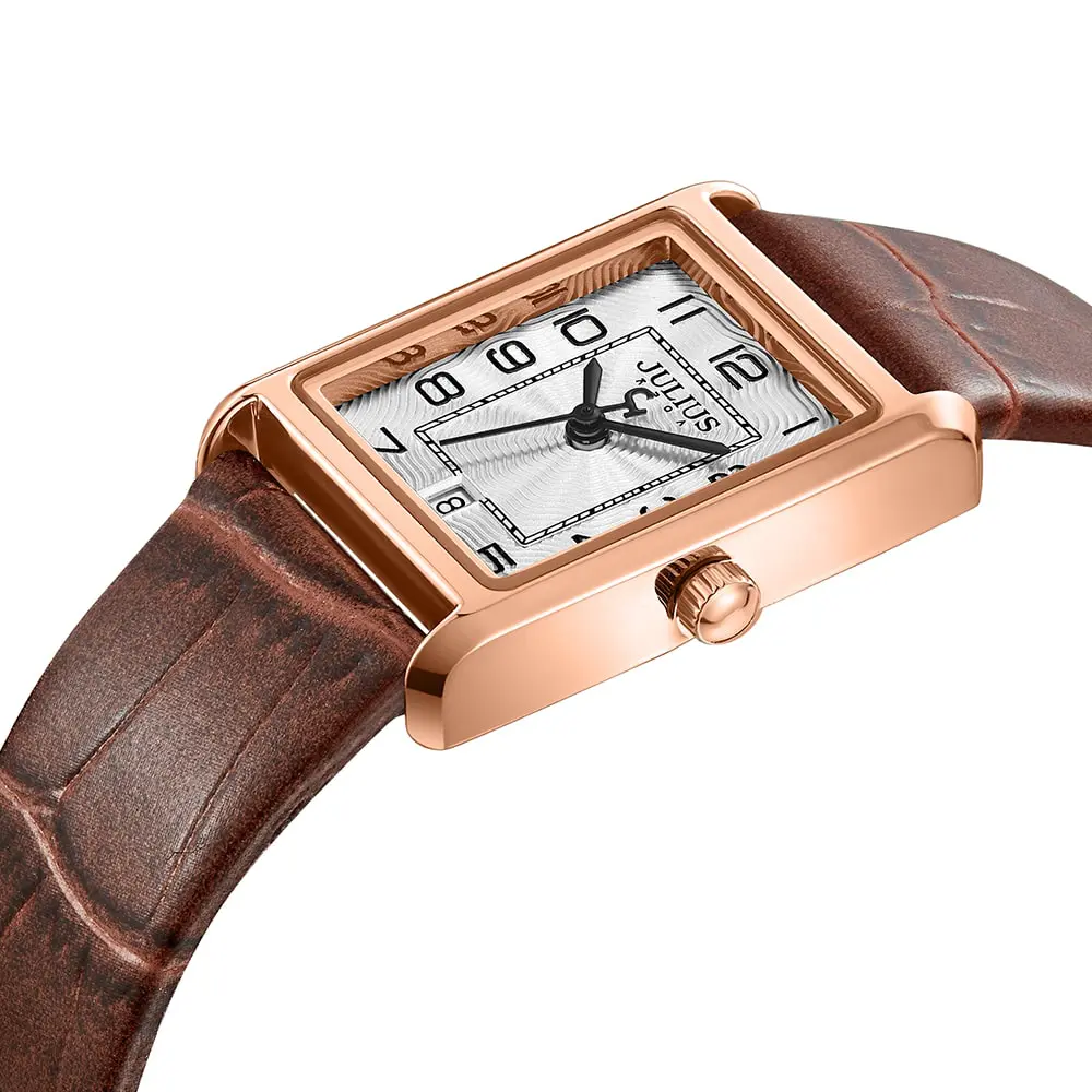 Đồng Hồ cặp JA-1494LB Julius Hàn Quốc Dây Da (Nâu)