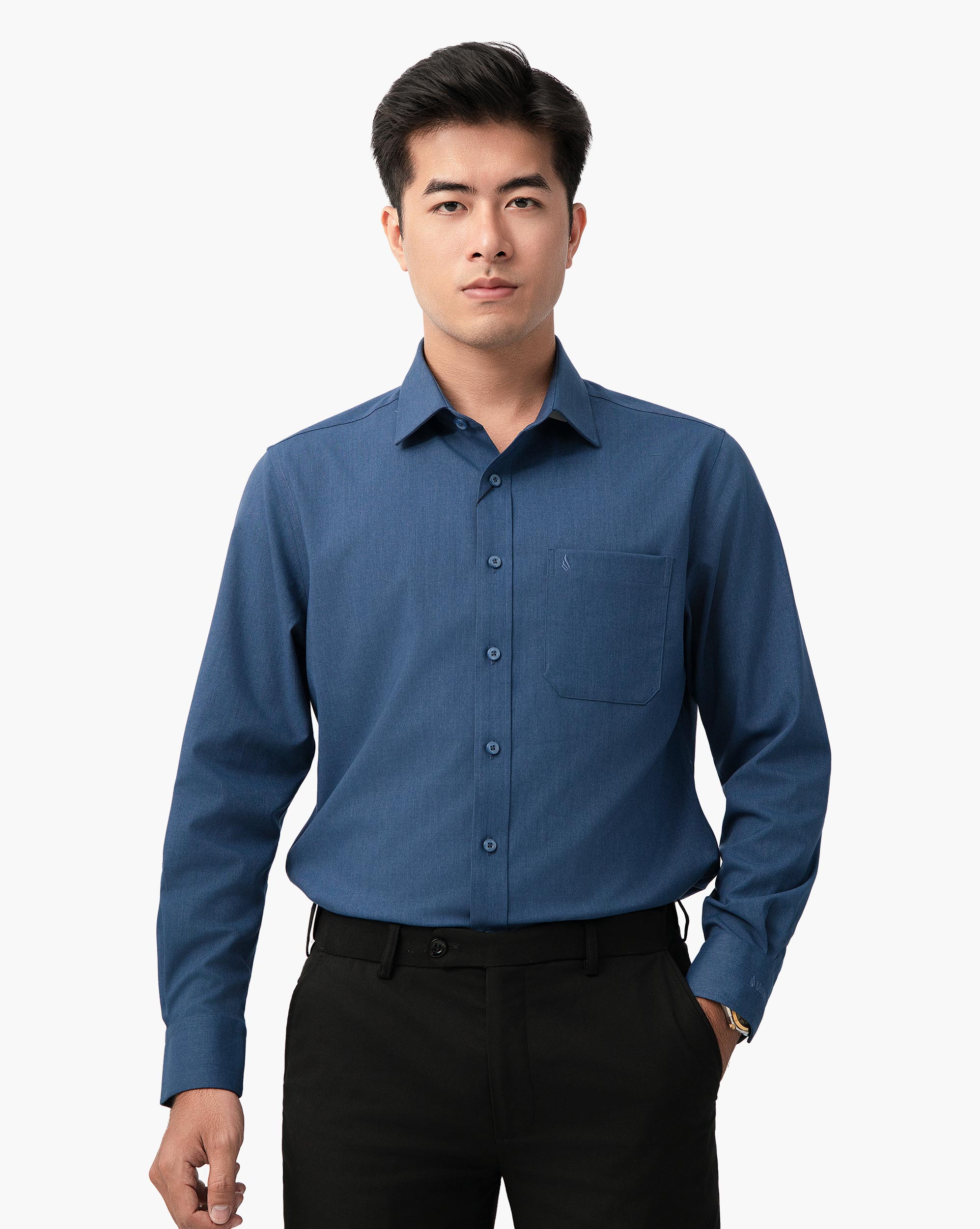 Áo sơ mi dài tay nam màu xanh chàm 4038A