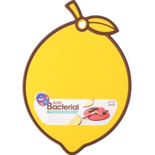 LOCKNLOCK-CSC553-Thớt nhựa L&L kháng khuẩn hình quả chanh, viền Silicon, 370*262*8mm - Màu vàng