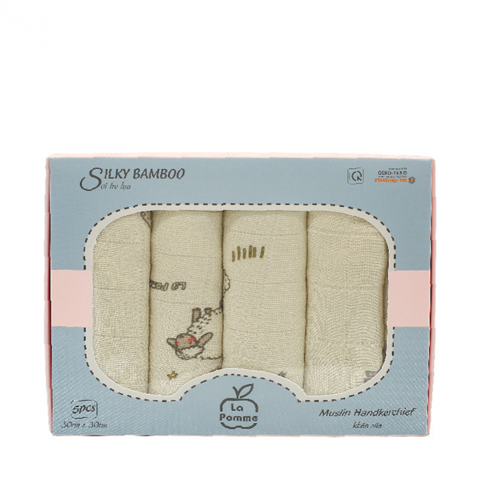 K001 Set 5 Khăn sữa sợi tre lụa La Pomme - 30x30cm Nude Sheep