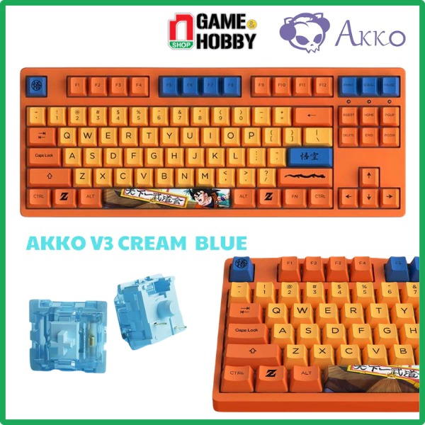 nShop - Bàn phím cơ AKKO 3087 RF Dragon Ball Z Goku - Dual-mode / AKKO Switch V3 Cream Blue Chính hãng Akko Layout: Tenkeyless Số phím: 87 phím.