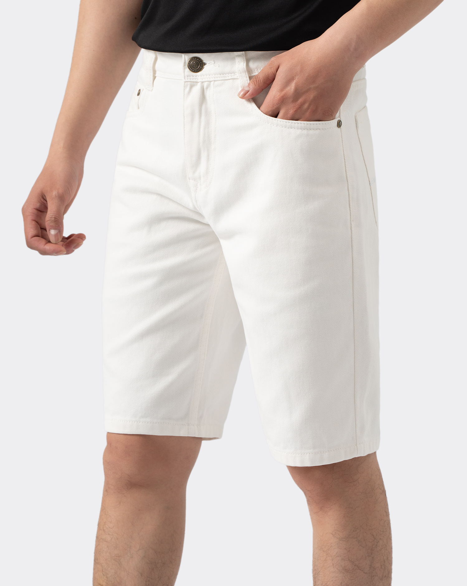 Quần short jeans nam màu trắng trơn 4003A