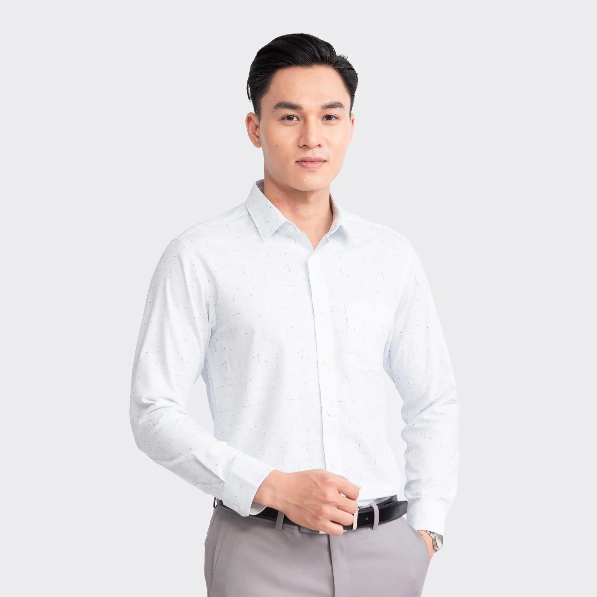 Aristino - Áo Sơ Mi Trắng In Nam ALS17303