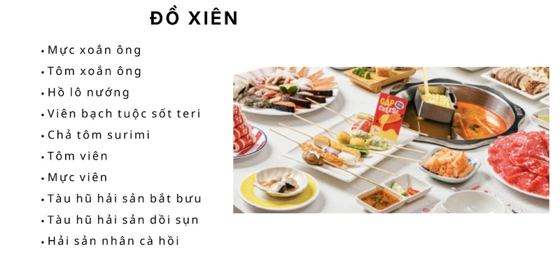 menu kichi kichi: đồ xiên