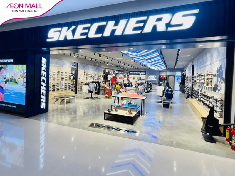 Cửa hàng Skechers tại AEON MALL Bình Tân được thiết kế rộng rãi, thoáng đãng để khách hàng có trải nghiệm mua sắm thoải mái