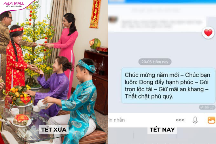 Xưa gặp mặt chúc nhau ấm áp. Nay tin nhắn, video call giúp kết nối dù xa cách.