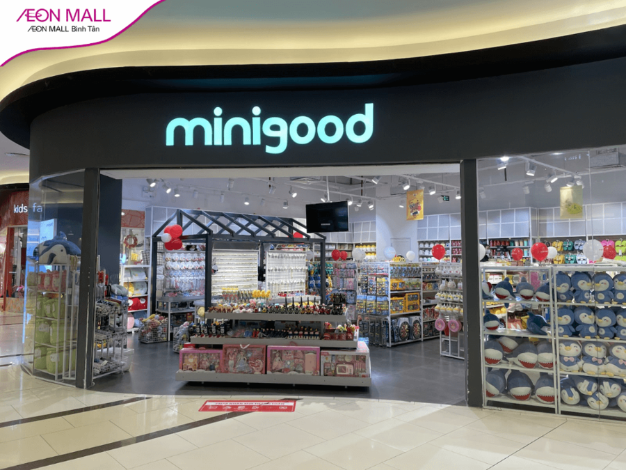 Cửa hàng Minigood ở AEON MALL Bình Tân có rất nhiều loại gấu bông đáng yêu với chất liệu mềm mại, an toàn cho da