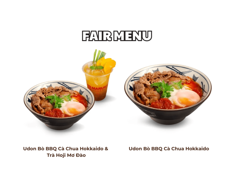 Mỳ Udon Bò BBQ Cà Chua Hokkaido trong Fair Menu cũng là món được nhiều người lựa chọn