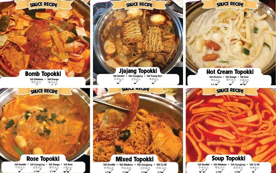 Menu Dookki Buffet Tokbokki Hàn Quốc