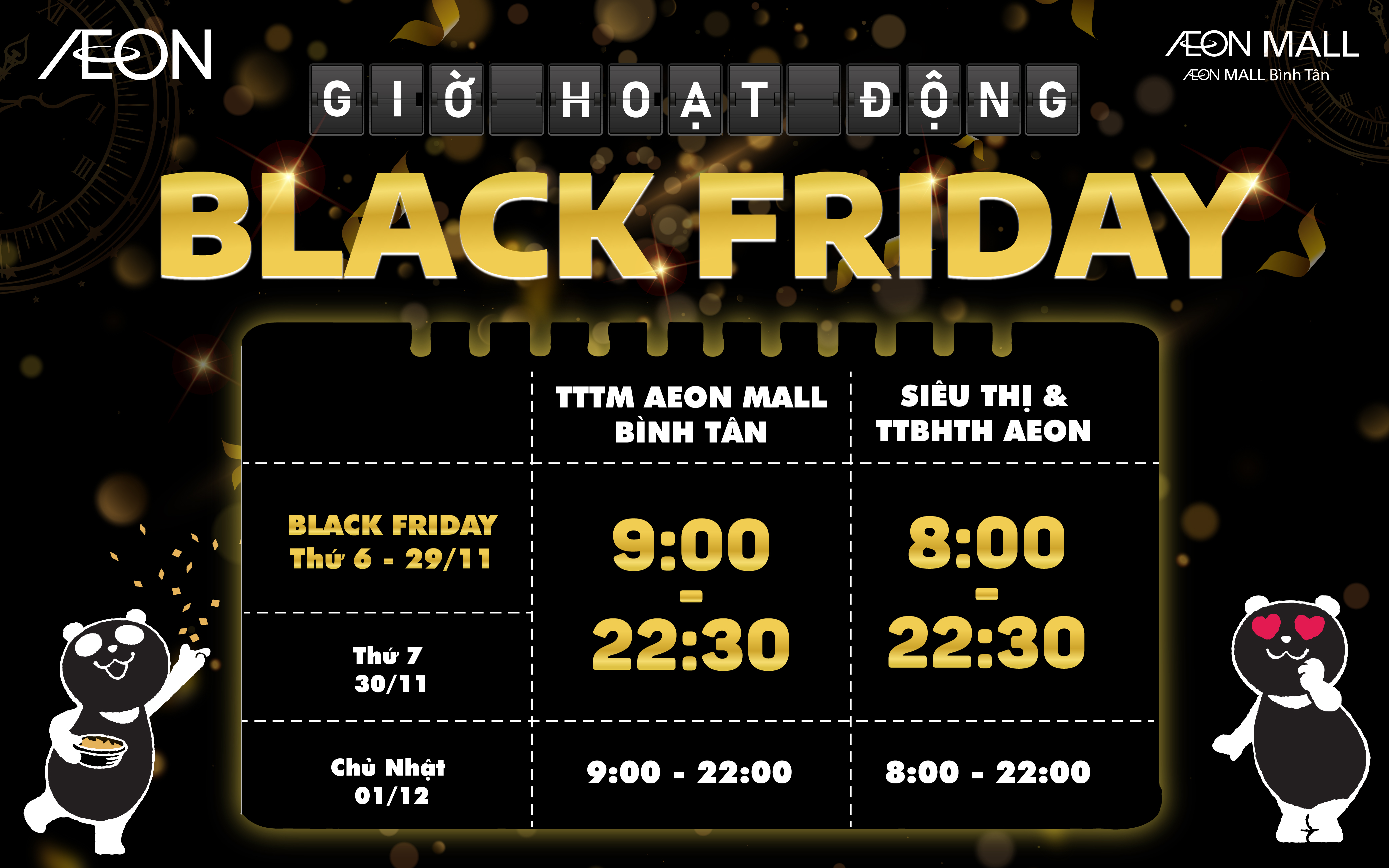 [BLACK FRIDAY] THAY ĐỔI GIỜ HOẠT ĐỘNG