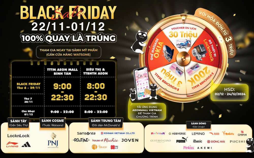 TẤT TẦN TẬT VỀ BLACK FRIDAY 2024 TẠI AEON MALL BÌNH TÂN