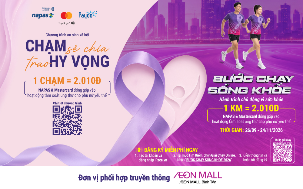 Chạm thẻ thanh toán tại AEON MALL Bình Tân: Hành động nhỏ, trao 2.010 cơ hội tầm soát ung thư cho phụ nữ yếu thế